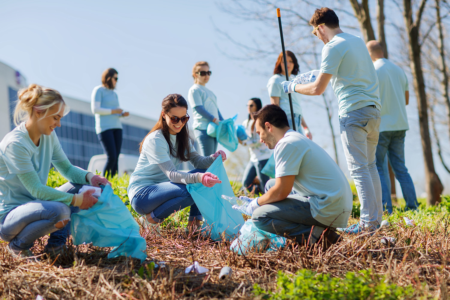 Volunteers assisting clean up